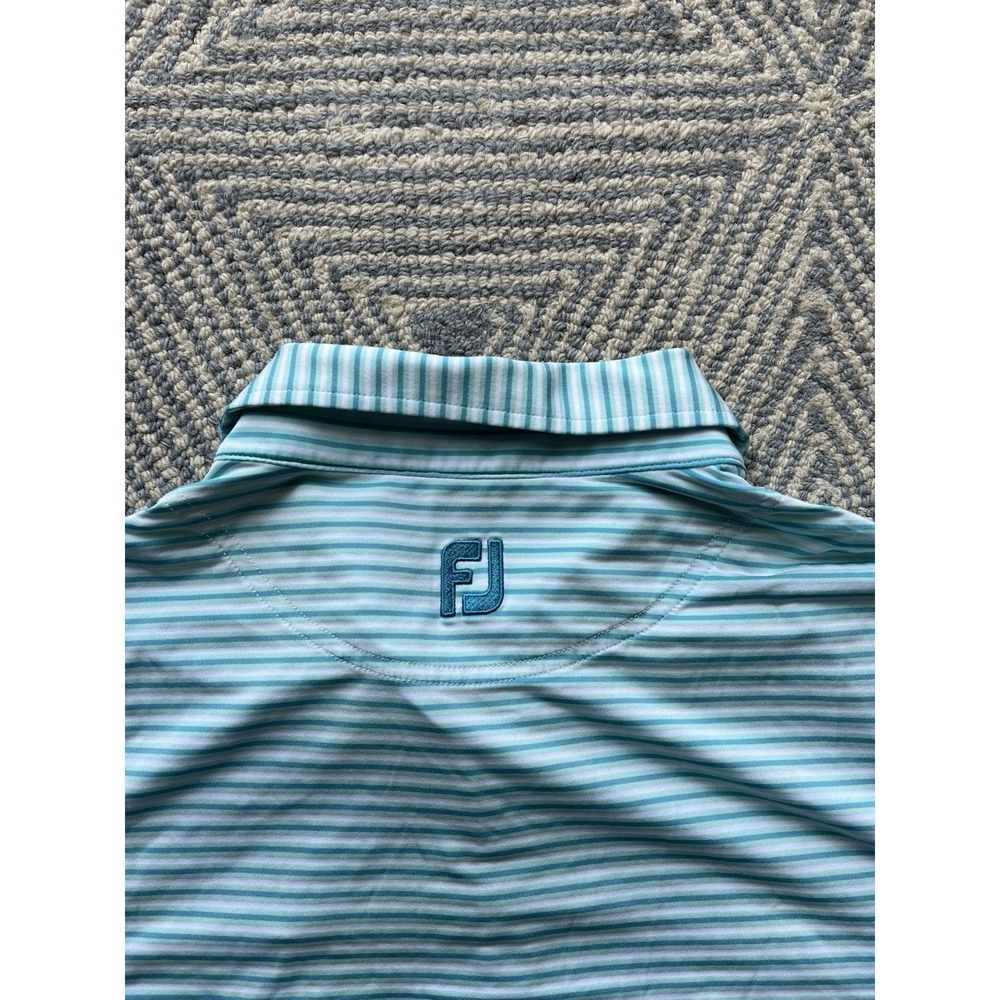 FootJoy 1920 Indian Head Golf Polo Shirt - Green/White Stripe - XL - Picture 5 of 5